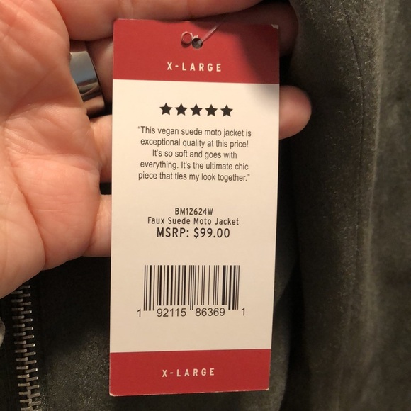 NWT Steve Madden BB Dakota Faux Suede Moto Jacket, XL - Picture 6 of 6